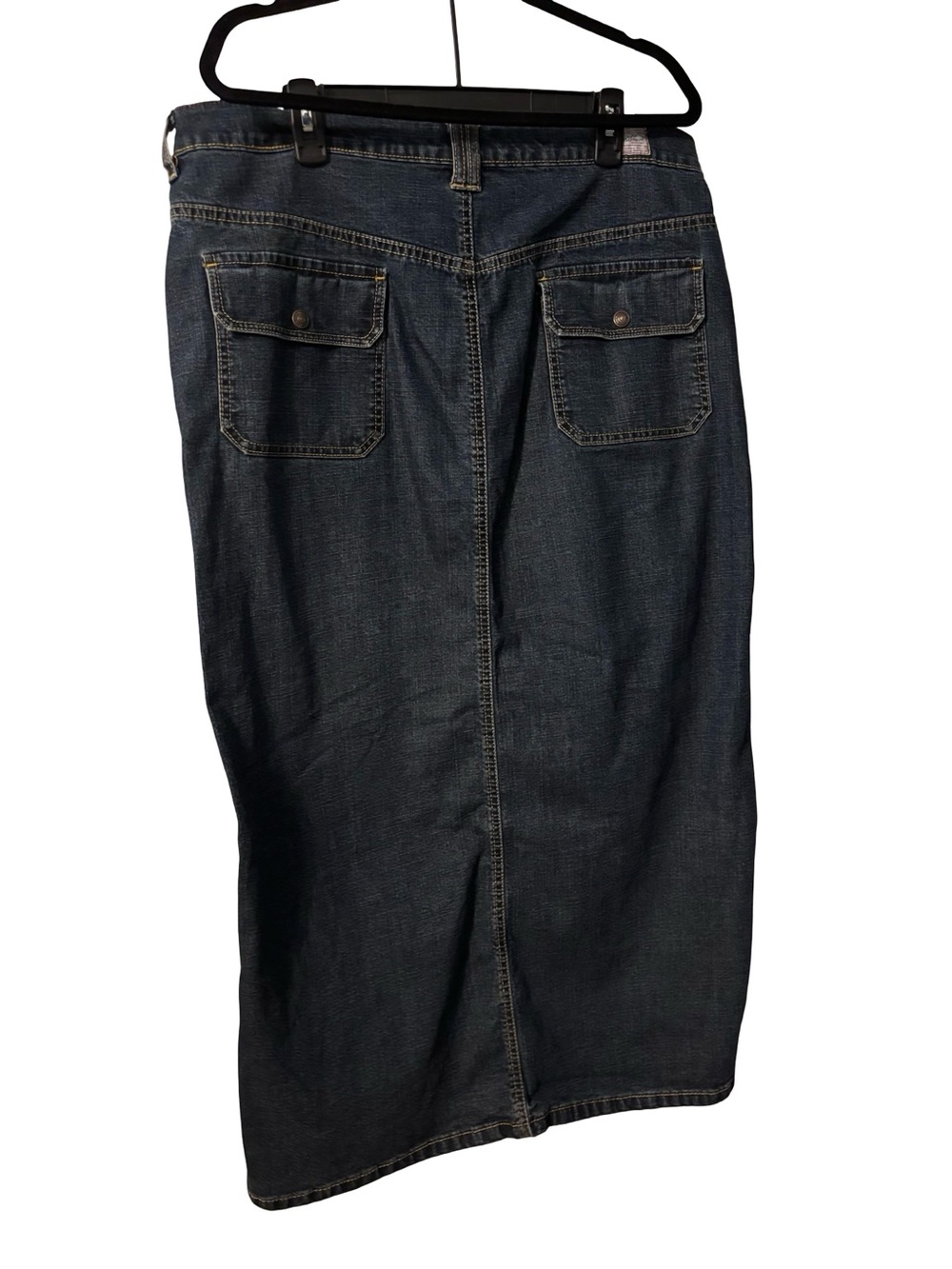 Levi Strauss Denim Maxi Skirt Women’s Dark Wash Split Hem Y2k - Picture 3 of 7